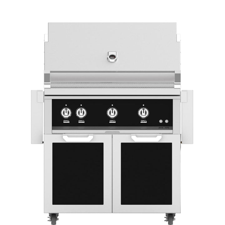 Hestan 36-Inch Gas Grill W/ Rotisserie On Double Door Tower Cart