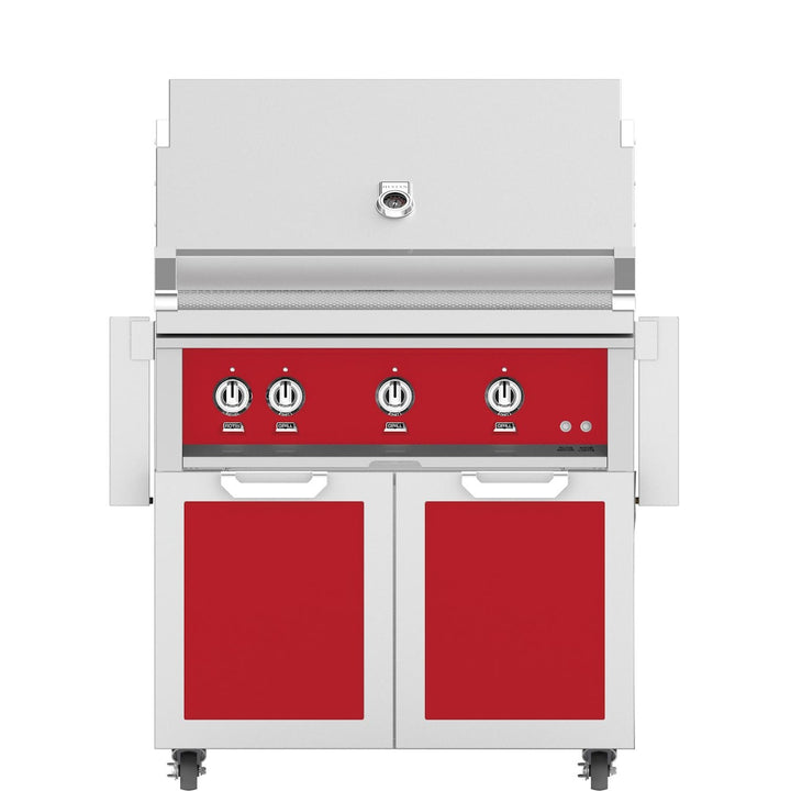 Hestan 36-Inch Gas Grill W/ Rotisserie On Double Door Tower Cart