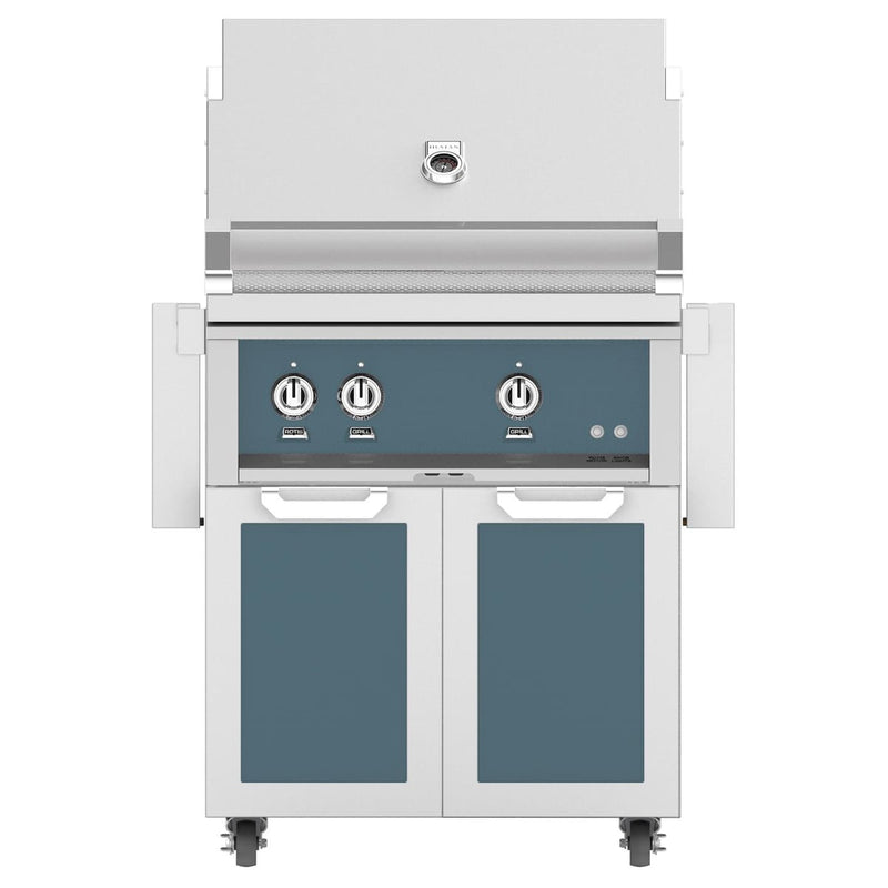 Hestan 30-in Gas Grill w/ Sear Burner & Rotisserie On Double Door Tower Cart