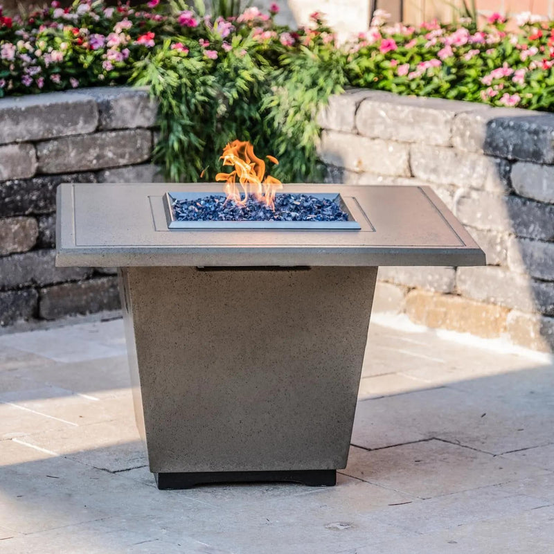 American Fyre Designs Cosmopolitan 36 Inch Square GFRC Propane Fire Pit Table in Smoke