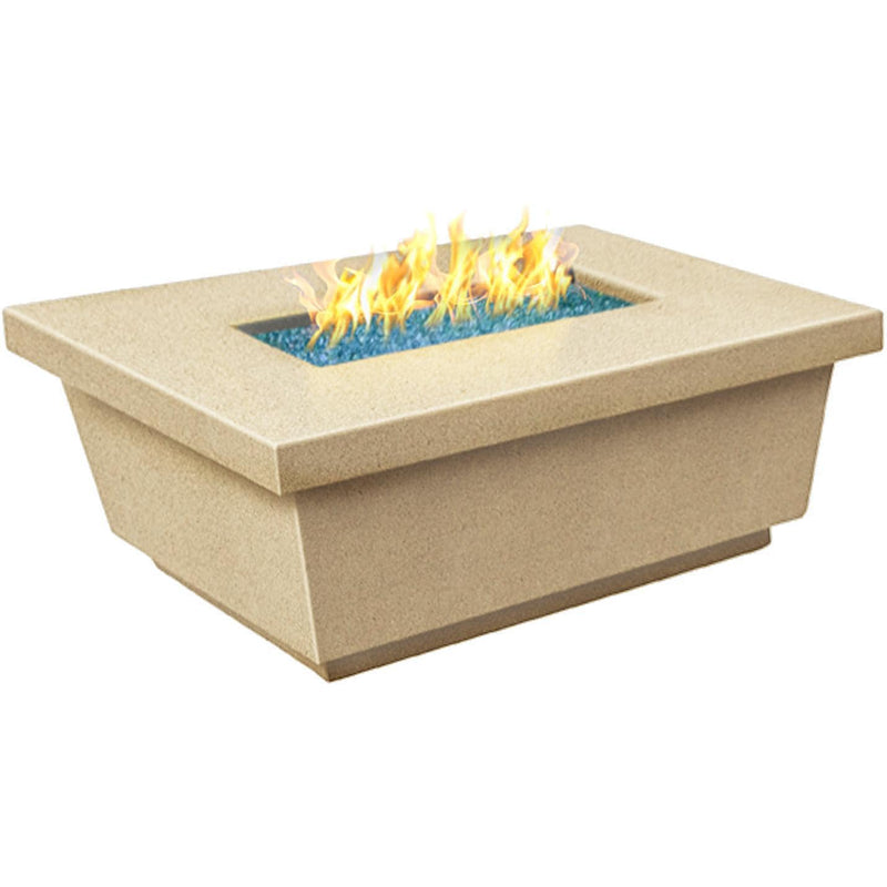 American Fyre Designs Contempo 52 Inch Rectangular GFRC Gas Fire Pit Table in Cafe Blanco