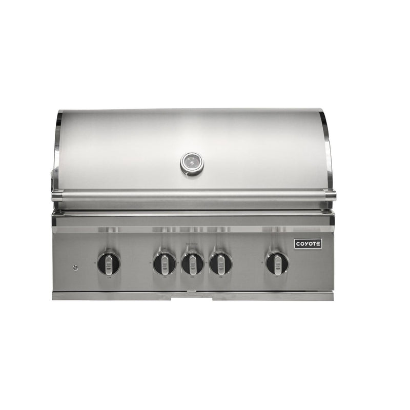 Coyote SL-Series 36-in 4-Burner Built-In Gas Grill w/ Sear Burner, Rotisserie, & Safety Valve - C3SL36