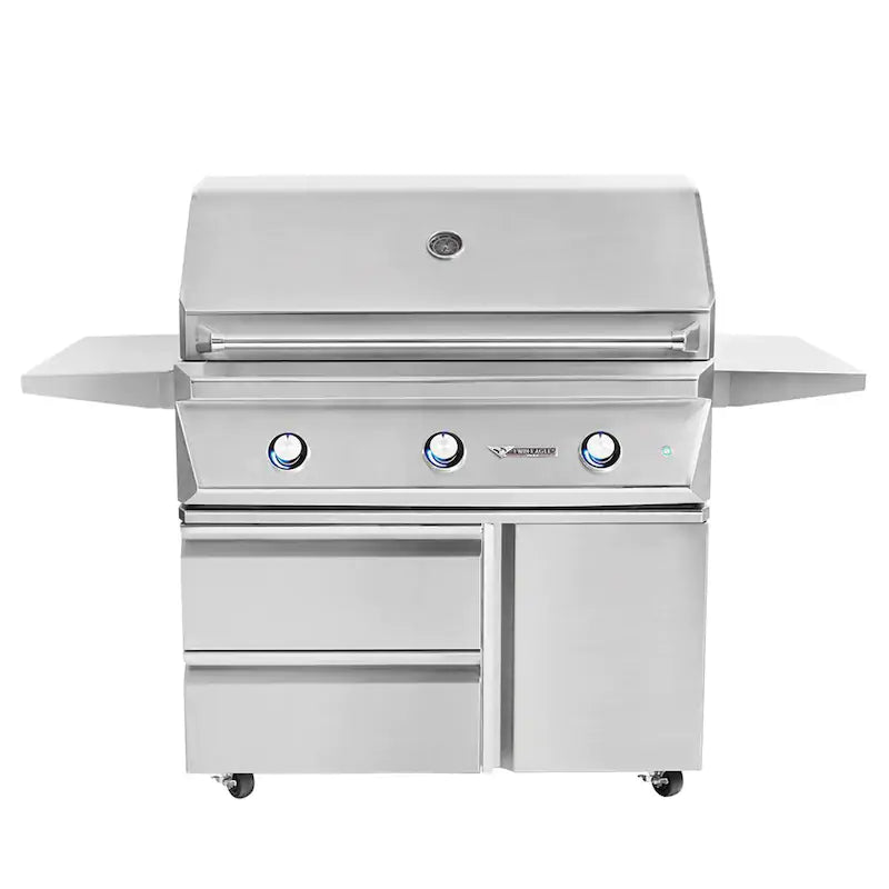 Twin Eagles 42-Inch 3-Burner Gas Grill (Optional Sear Zone & Rotisserie) On Deluxe Cart -  TEBQ42 + TEGB42SD-B
