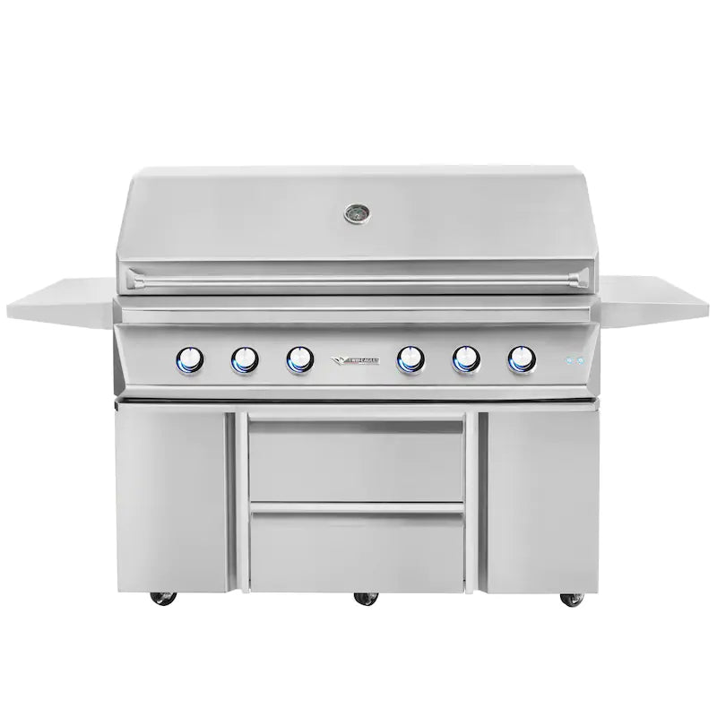 Twin Eagles 54-Inch 4-Burner Gas Grill with Sear Zone & Two Infrared Rotisserie Burners On Deluxe Cart - TEBQ54RS-CN(L) + TEGB54SD-B