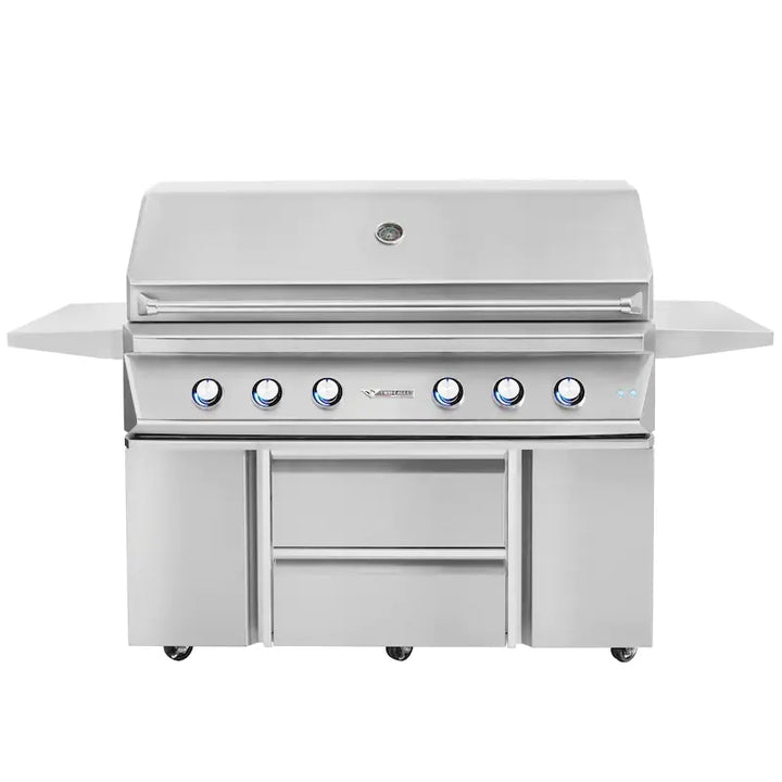 Twin Eagles 54-Inch 4-Burner Gas Grill with Sear Zone & Two Infrared Rotisserie Burners On Deluxe Cart - TEBQ54RS-CN(L) + TEGB54SD-B