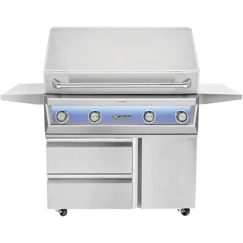 Twin Eagles Eagle One 42-Inch 3-Burner Gas Grill with Sear Zone & Infrared Rotisserie Burner On Deluxe Cart - TE1BQ42RS-N(L) + TEGB42SD-B