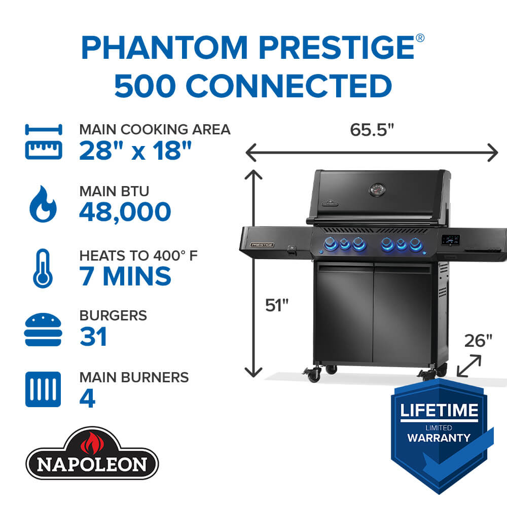 Napoleon Phantom Prestige® 500 Connected RSIB with Infrared Side and Rear Burner  6 Burners - P500VXRSIBPK-PHM/P500VXRSIBNK-PHM
