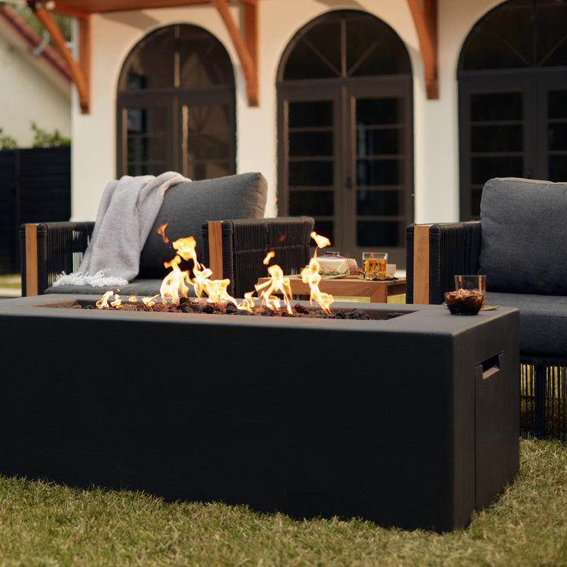 Blaze 60 Inch Rectangular Concrete Gas Fire Pit Table in Phantom