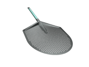Gray perforated metal tray on a transparent background