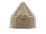 Beige grill cover with 'GOZNEY' branding on a white background