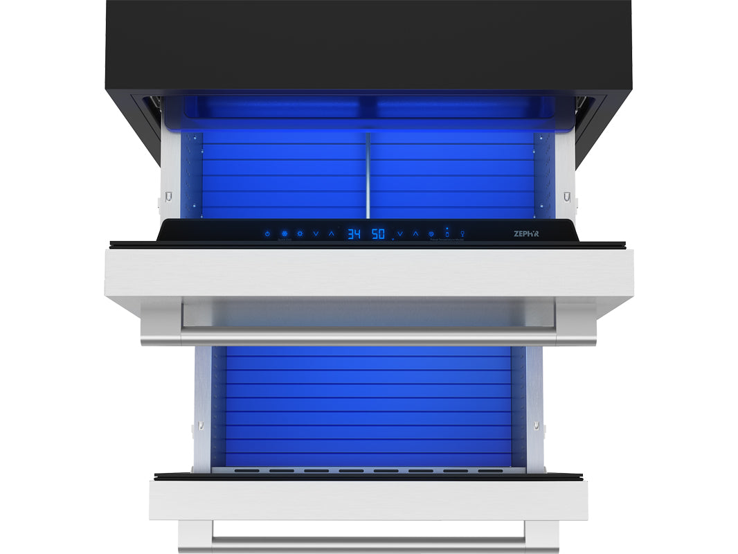 Zephyr Presrv 24" Outdoor Dual Zone Refrigerator Drawers - PRRD24C2AS-OD
