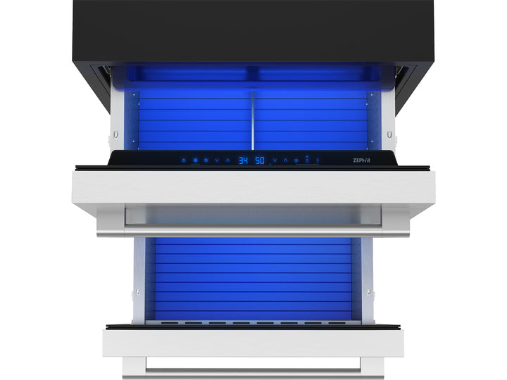 Zephyr Presrv 24" Outdoor Dual Zone Refrigerator Drawers - PRRD24C2AS-OD