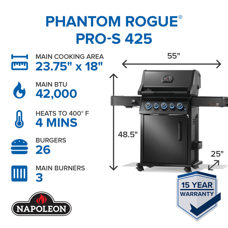 Napoleon Phantom Rogue® PRO-S 425 RSIB with Infrared Side and Rear Burner  5 Burners RPS425RSIB(N)PK-2-PHM