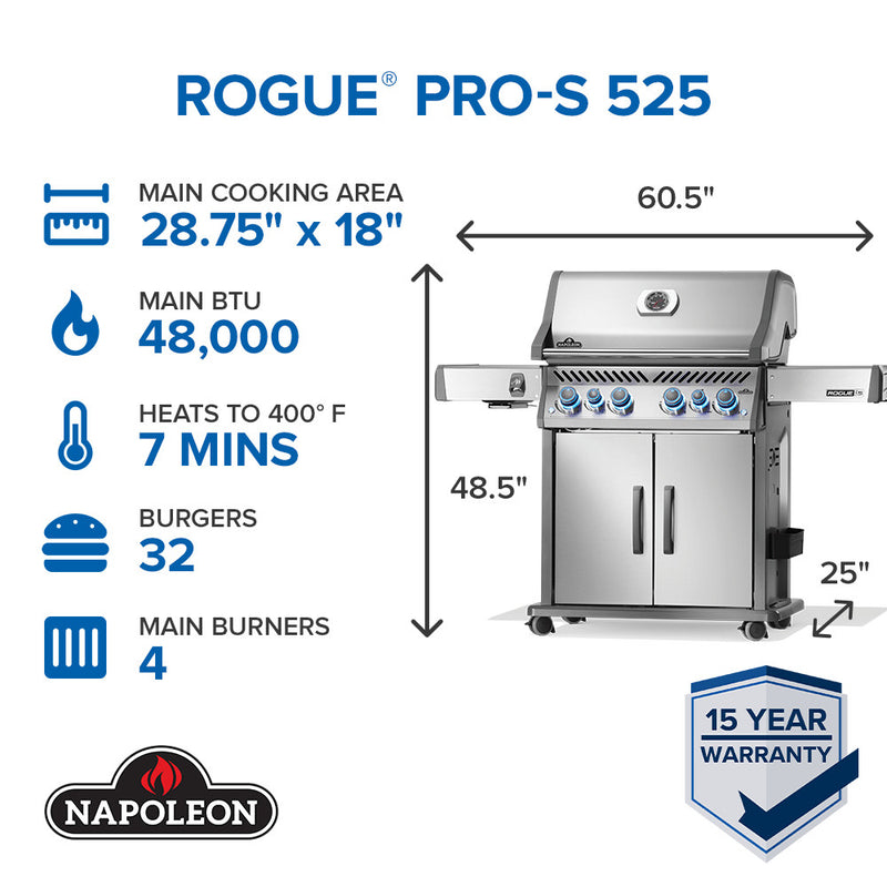 Napoleon Rogue® PRO-S 525 RSIB with Infrared Side and Rear Burner  6 Burners RPS525RSIBP(N)SS-2