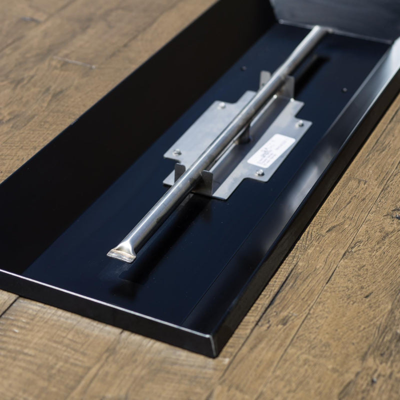 American Fyre Designs Cosmopolitan 54 Inch Rectangular GFRC Gas Fire Pit Table in Black