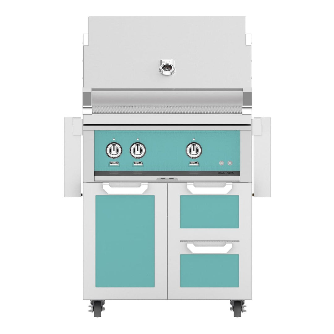Hestan 30-in Grill w/ Rotisserie On Double Drawer & Door Tower Cart
