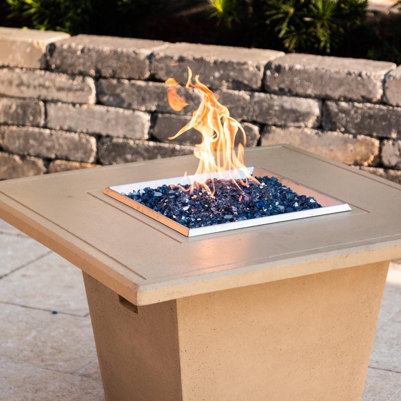 American Fyre Designs Cosmopolitan 36 Inch Square GFRC Natural Gas Fire Pit Table in Cafe Blanco
