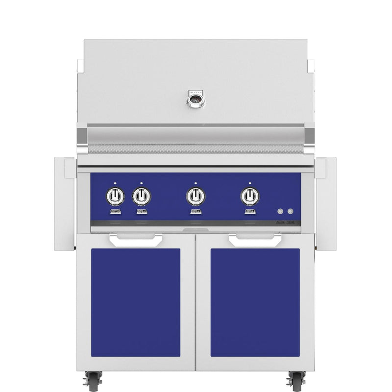 Hestan 36-Inch Gas Grill w/ Sear Burner & Rotisserie On Double Door Tower Cart