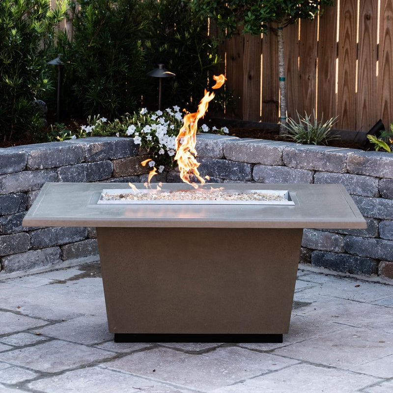 American Fyre Designs Cosmopolitan 52 Inch Rectangular GFRC Gas Fire Pit Table in Smoke
