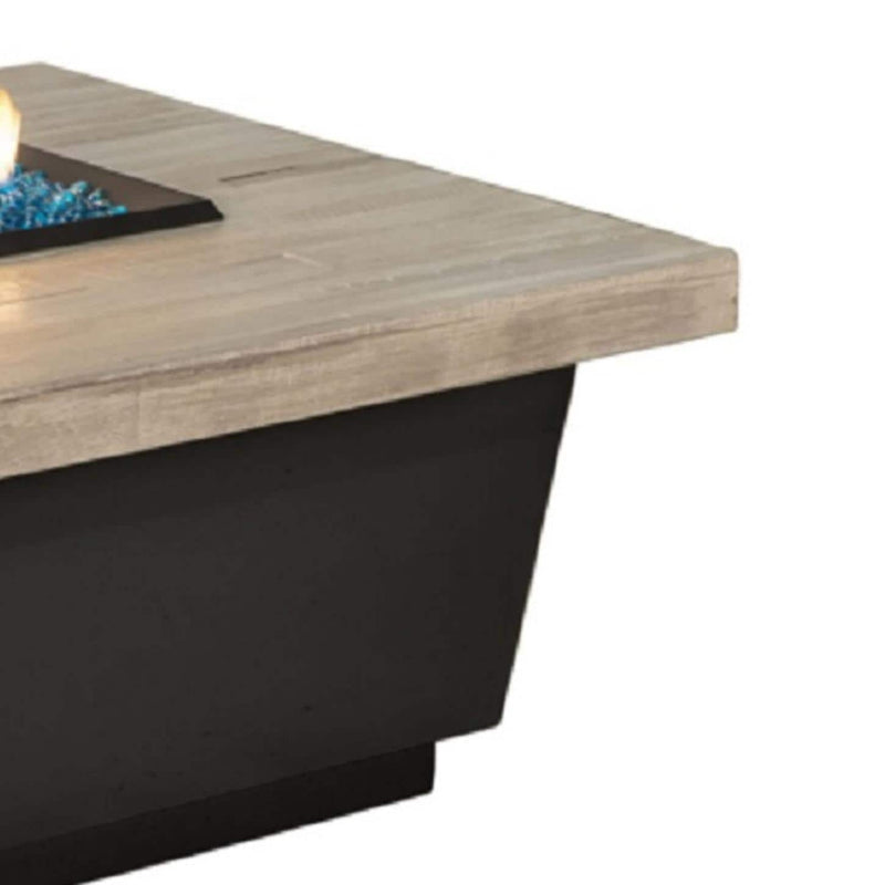 American Fyre Designs Contempo LP Select 52 Inch Rectangular GFRC Propane Fire Pit Table in Silver Pine