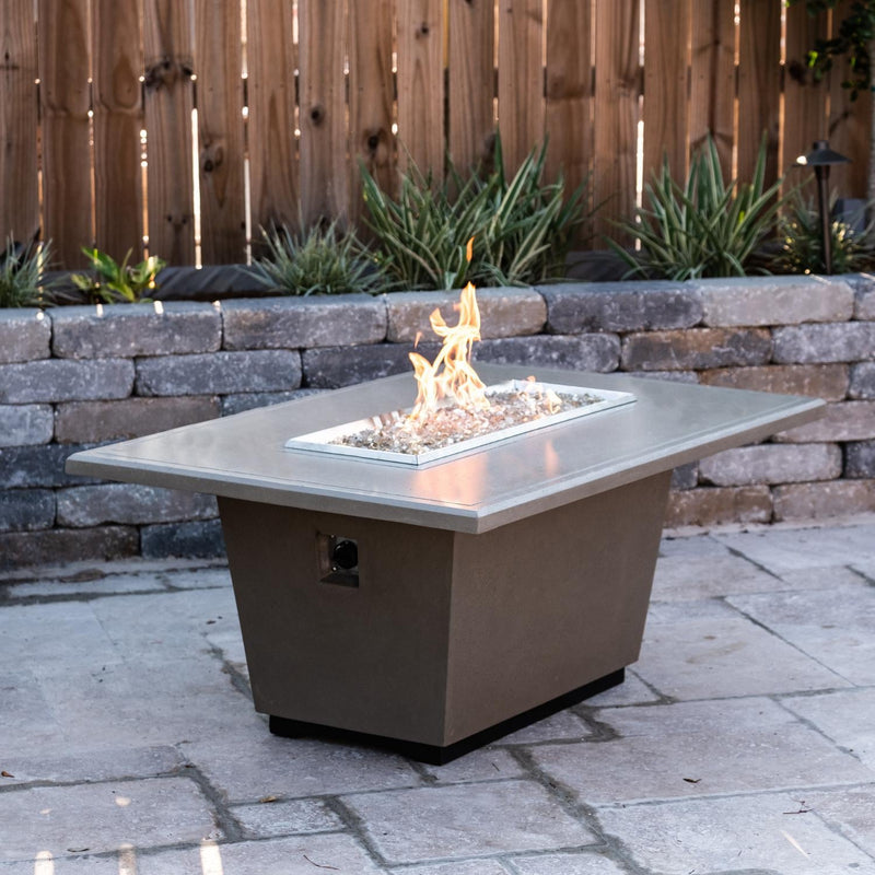 American Fyre Designs Cosmopolitan 52 Inch Rectangular GFRC Gas Fire Pit Table in Smoke