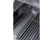 Close-up of a grill with 'Blaze' branding on a white background