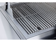 Close-up of a metallic grill surface on a kitchen appliance.