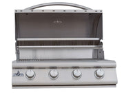Blaze 4-Burner Built-In Gas Grill with Open Stainless Steel Hood and Cooking Grates for Outdoor Kitchens