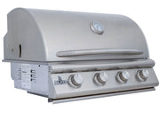 Blaze 4-Burner Built-In Gas Grill with Stainless Steel Hood and Integrated Temperature Gauge for Outdoor Kitchens