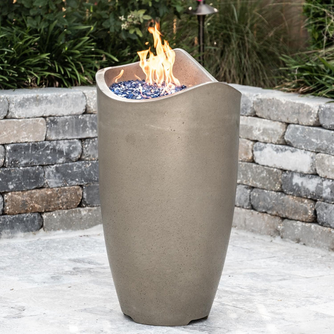 American Fyre Designs Wave 20 Inch Round GFRC Gas Fire Urn in Smoke