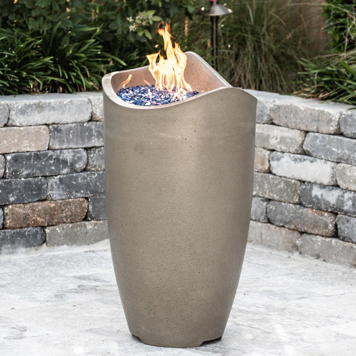 American Fyre Designs Wave 20 Inch Round GFRC Gas Fire Urn in Smoke
