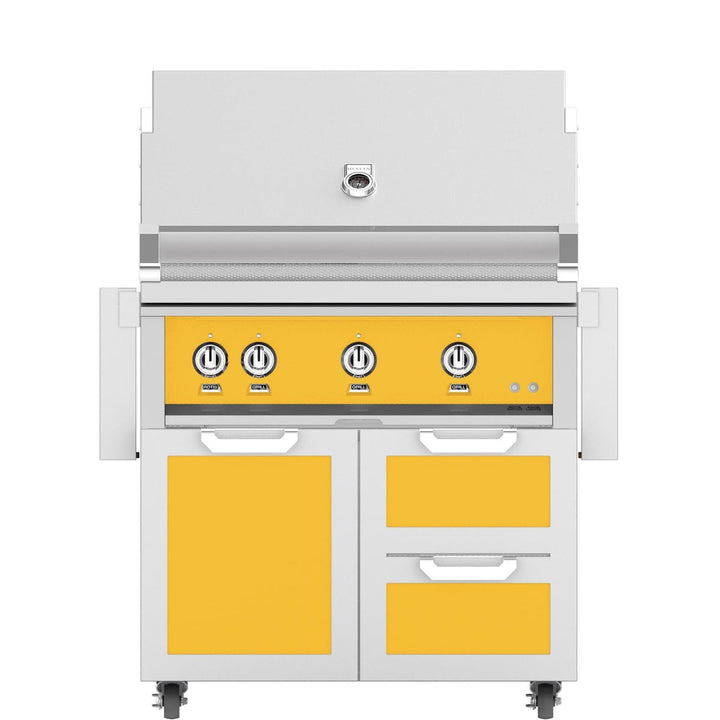 Hestan 36-Inch Gas Grill W/ Rotisserie On Double Drawer & Door Tower Cart