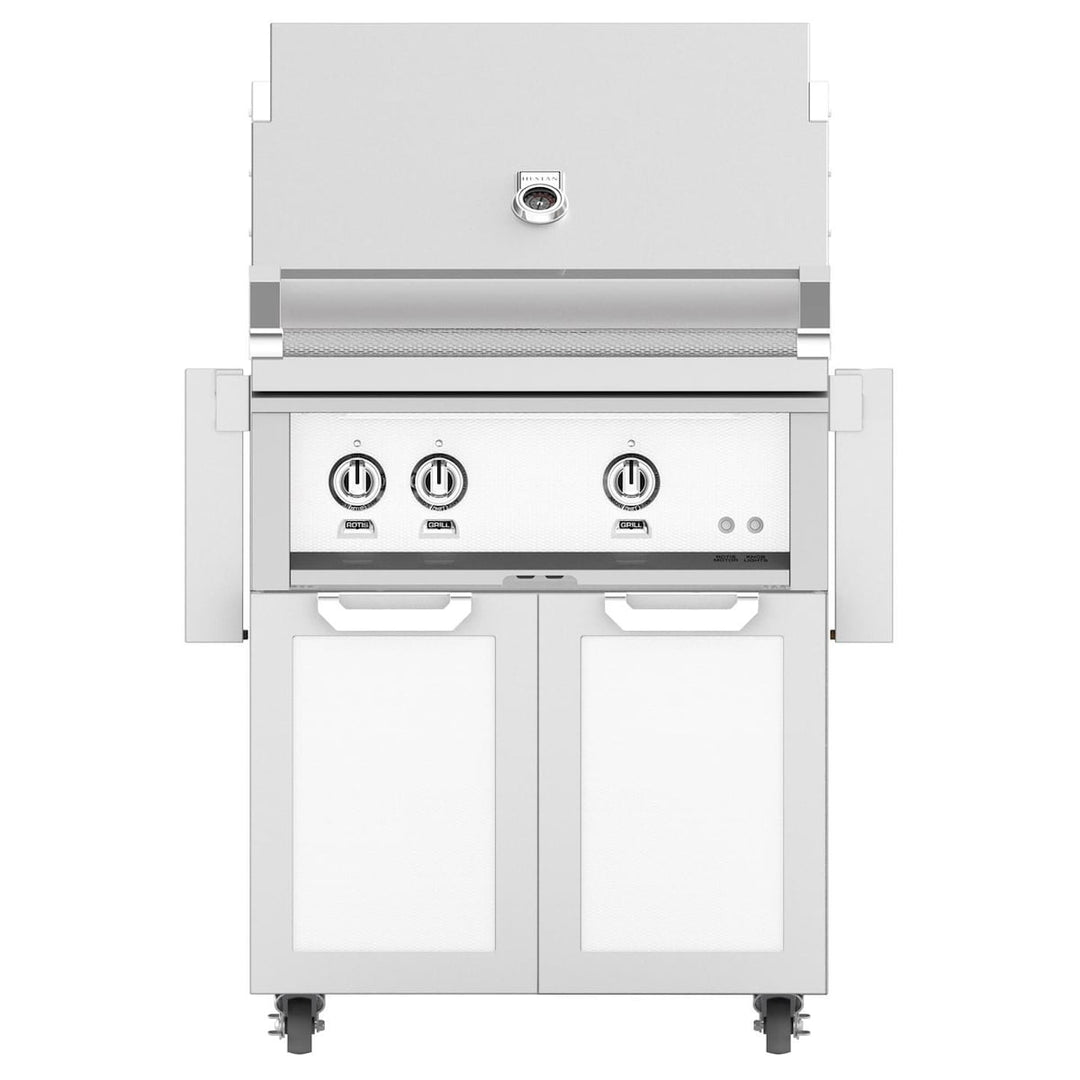 Hestan 30-Inch Gas Grill w/ Rotisserie On Double Door Tower Cart