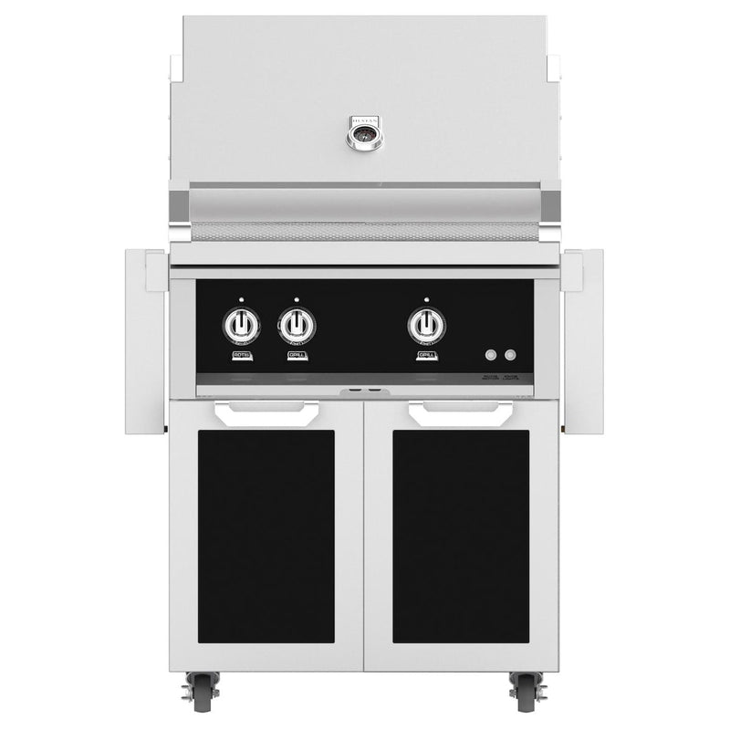 Hestan 30-in Gas Grill w/ Sear Burner & Rotisserie On Double Door Tower Cart
