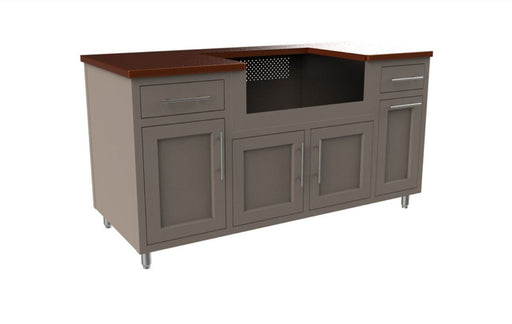 Cabinetry with a wooden top on a white background