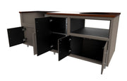 Cabinet with open doors on a white background