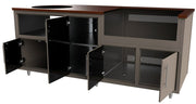 Cabinet with open doors on a white background