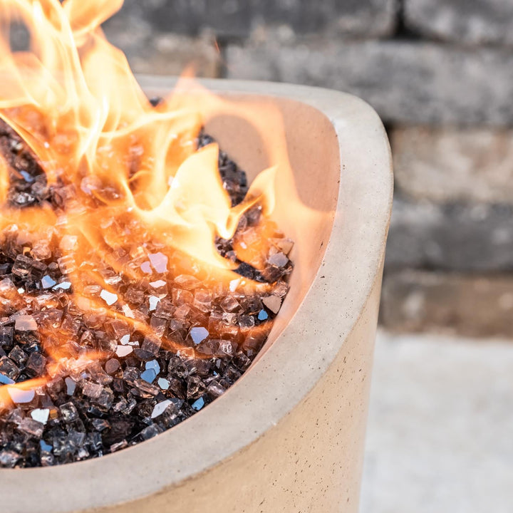 American Fyre Designs Wave 20 Inch Round GFRC Natural Gas Fire Urn in Cafe Blanco