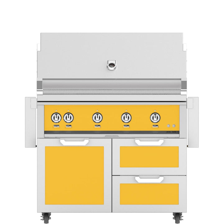 Hestan 42-Inch Gas Grill W/ Sear Burner & Rotisserie On Double Drawer & Door Tower Cart