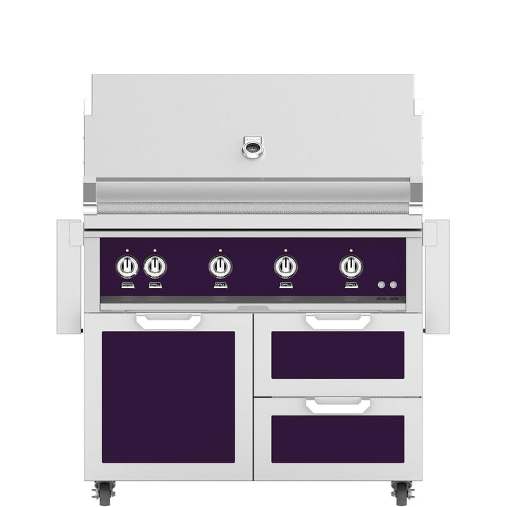 Hestan 42-Inch Gas Grill W/ Sear Burner & Rotisserie On Double Drawer & Door Tower Cart