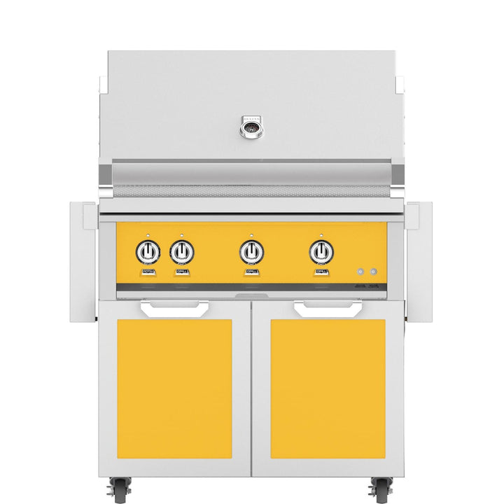Hestan 36-Inch Gas Grill W/ Rotisserie On Double Door Tower Cart