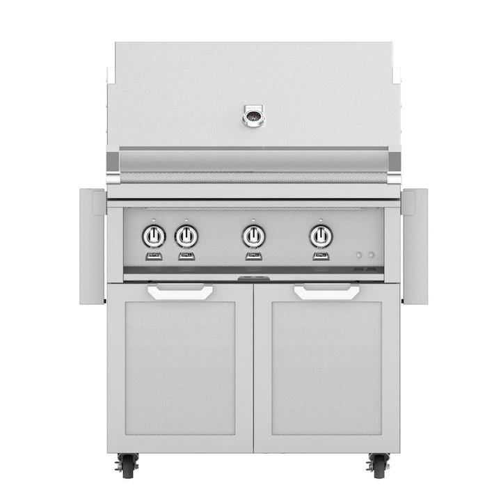 Hestan 36-Inch Gas Grill W/ Rotisserie On Double Door Tower Cart