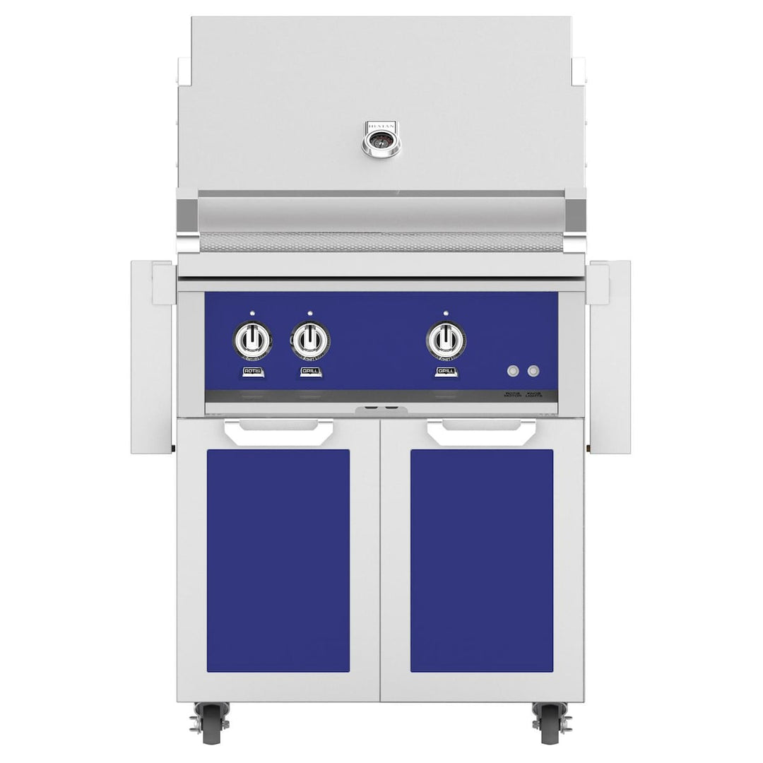 Hestan 30-Inch Gas Grill w/ Rotisserie On Double Door Tower Cart