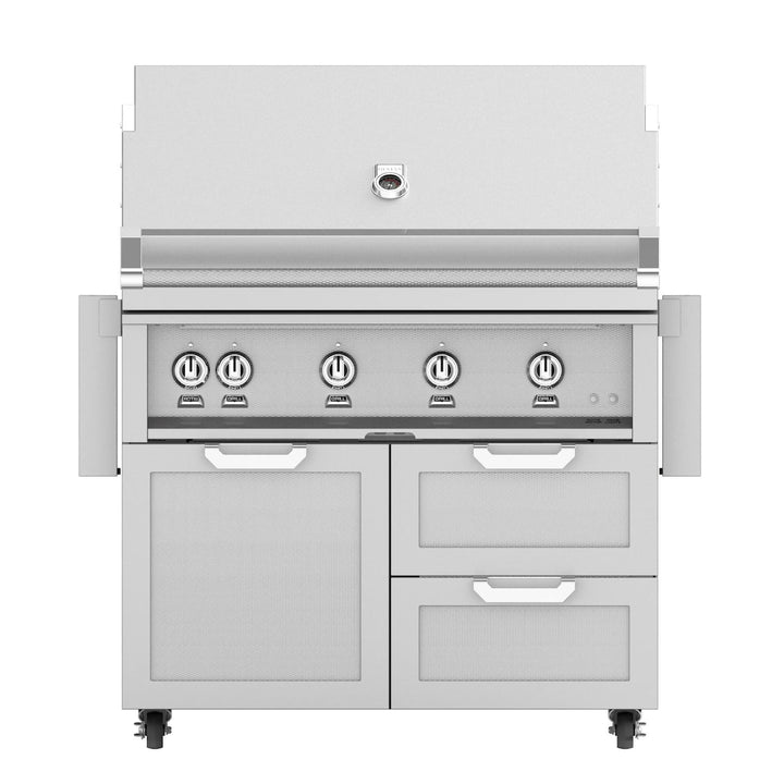 Hestan 42-Inch Gas Grill W/ Sear Burner & Rotisserie On Double Drawer & Door Tower Cart
