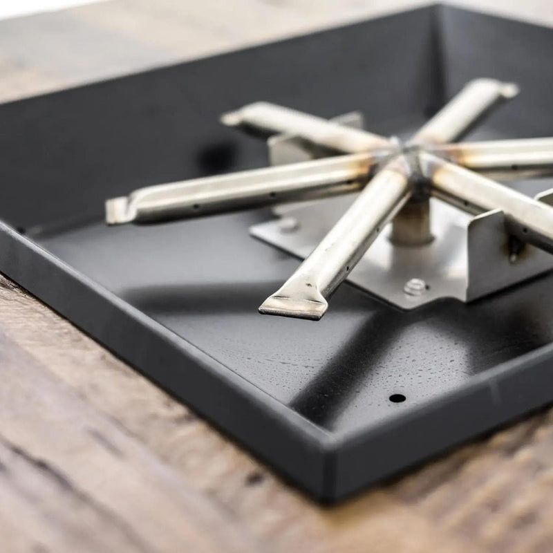 American Fyre Designs Cosmopolitan 36 Inch Square GFRC Propane Fire Pit Table in Black