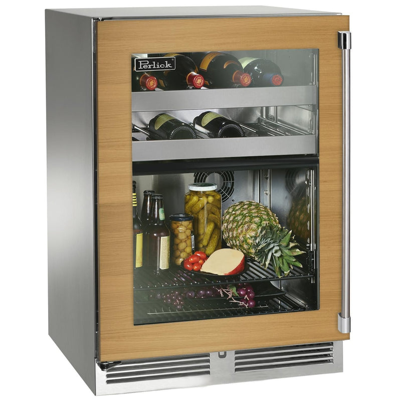 Perlick 24-Inch Signature Series Stainless Steel Panel Ready Glass Door Outdoor Dual Zone Refrigerator/Wine Reserve
