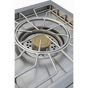 Stainless steel gas stove burner with visible grate