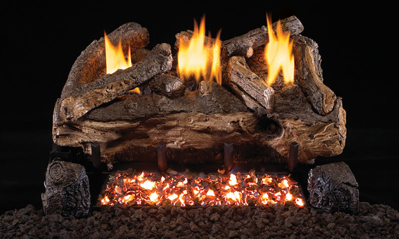 Peterson Real Fyre Evening Fyre Split Ventless Refractory Gas Log Set - Liquid Propane