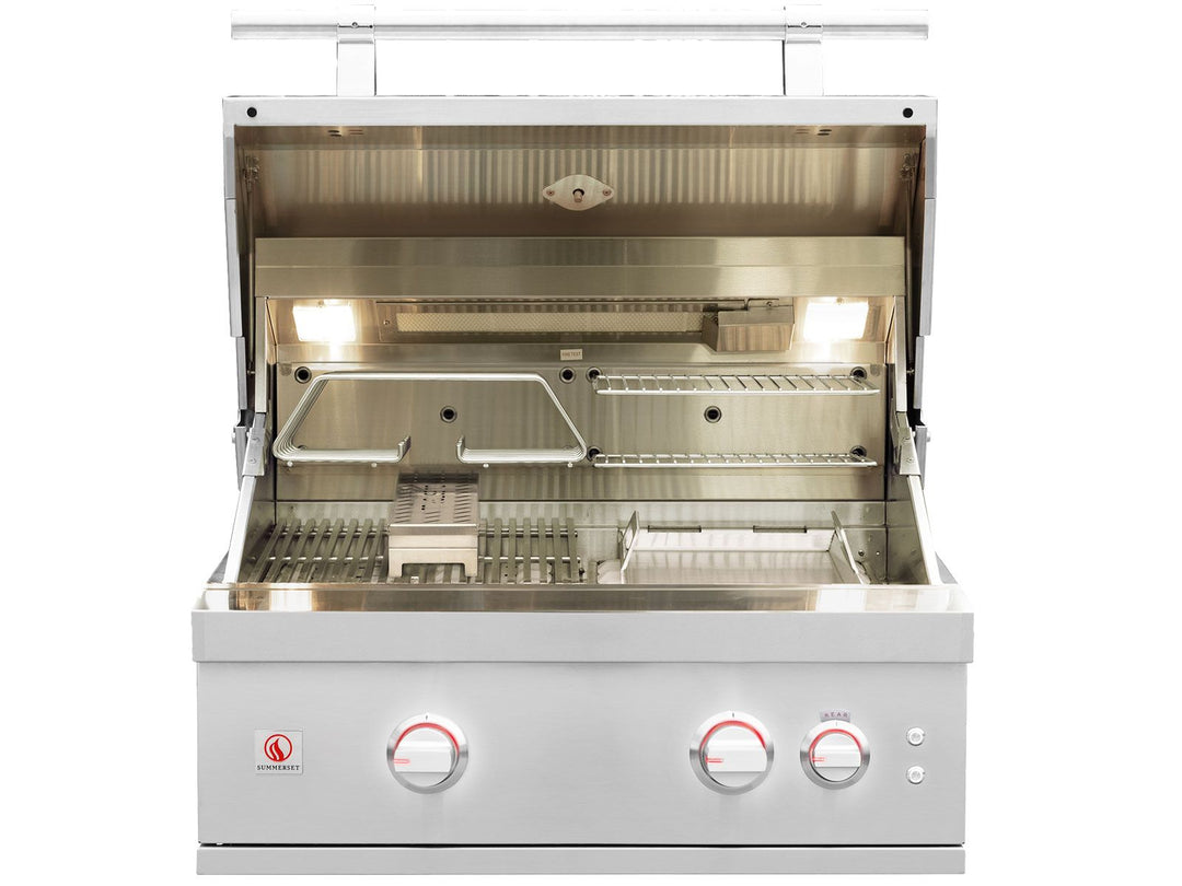 Summerset Quest 30-Inch 2 Burner Built-In Gas Grill with Rear Infrared Burner, Rotisserie Kit & Drop-In Griddle Plate - QST30