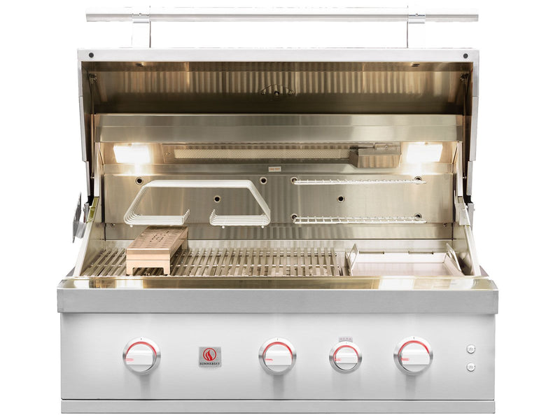 Summerset Quest 36-Inch 3 Burner Built-In Gas Grill with Rear Infrared Burner, Rotisserie Kit & Drop-In Griddle Plate - QST36